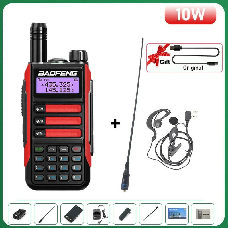 BaoFeng UV-16 Plus Walkie Talkie High Power USB C 10KM Long Range UV-16 Two Way Radio Dual Band Waterproof Transceiver FM Radio-WAYBIKER