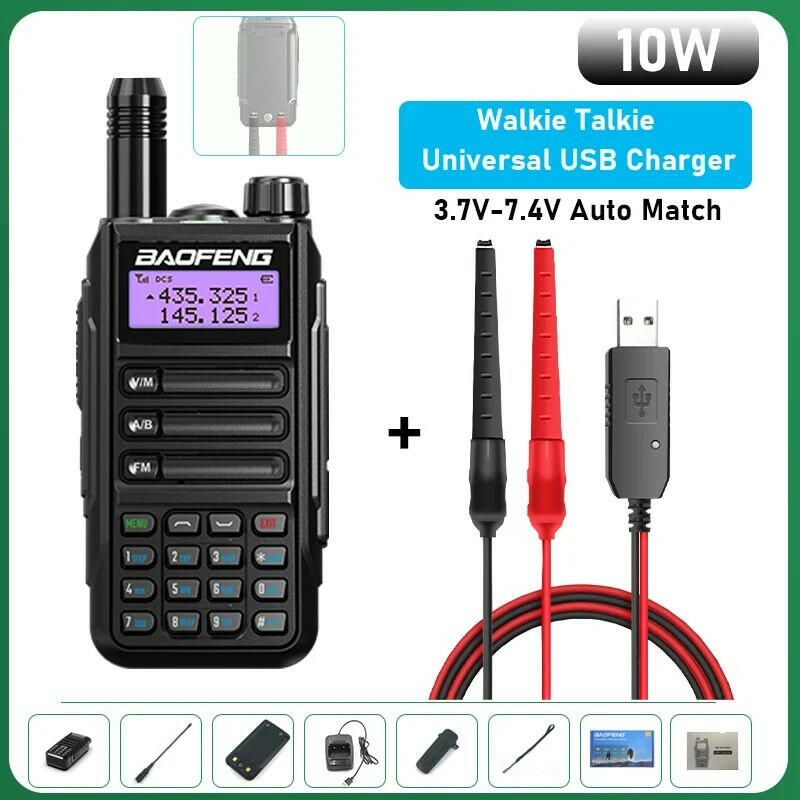 BaoFeng UV-16 Plus Walkie Talkie High Power USB C 10KM Long Range UV-16 Two Way Radio Dual Band Waterproof Transceiver FM Radio-WAYBIKER