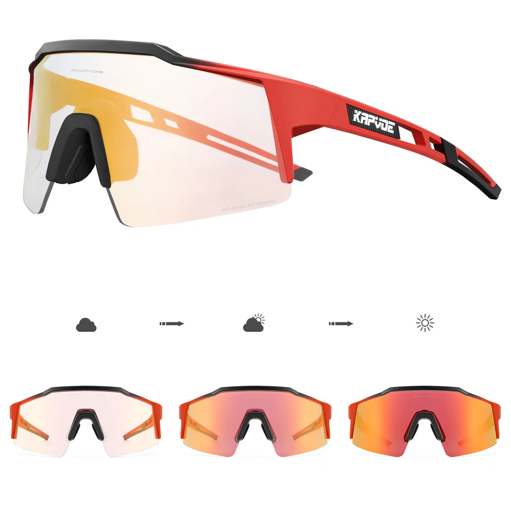 Kapvoe Red Photochromic Cycling Sunglasses Men UV400 Outdoor Bicycle Sunglasses Blue Glasses New Cycl Mountain Goggles Eyewear-WAYBIKER
