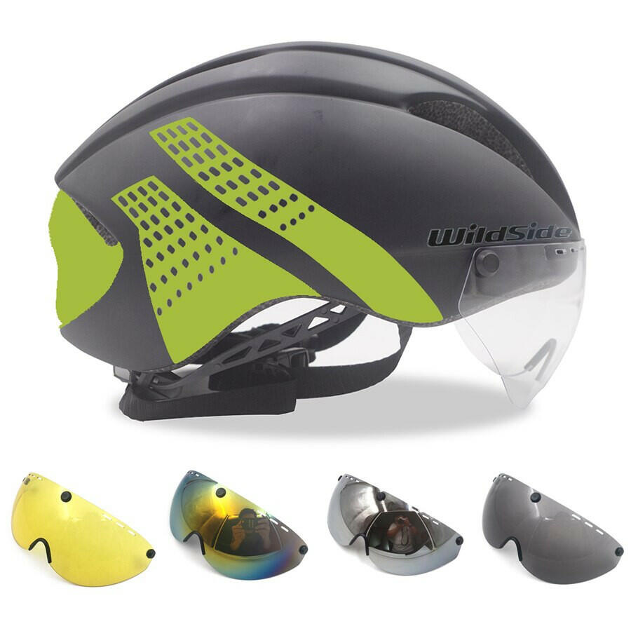 Wildside Bicycle Helmet Road Mtb Integral Triathlon Time-Trial Bike Helmet Men Speed Race Helmet Sun Visor 5 lens Aero Goggles-WAYBIKER