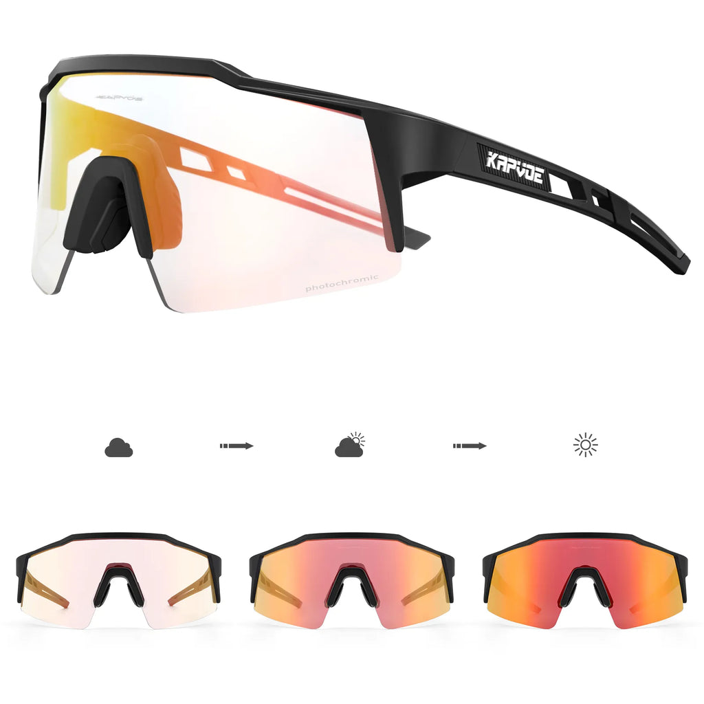 Kapvoe Red Photochromic Cycling Sunglasses Men UV400 Outdoor Bicycle Sunglasses Blue Glasses New Cycl Mountain Goggles Eyewear-WAYBIKER