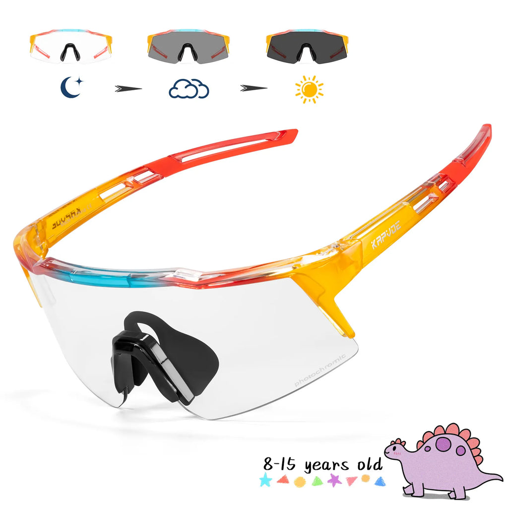 Kapvoe Child Photochromic Sunglasses Sports Glasses Cycling Kids UV400 Boys Bike Skating for Girls Outdoor Bicycle Protectionon-WAYBIKER