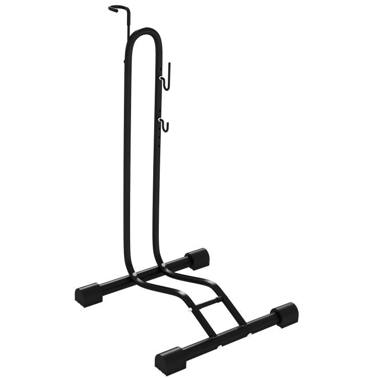 Vertical and Horizontal Bicycle Parking Rack with Adjustable Hooks for 24-29 Inch Bicycles and 700c Black