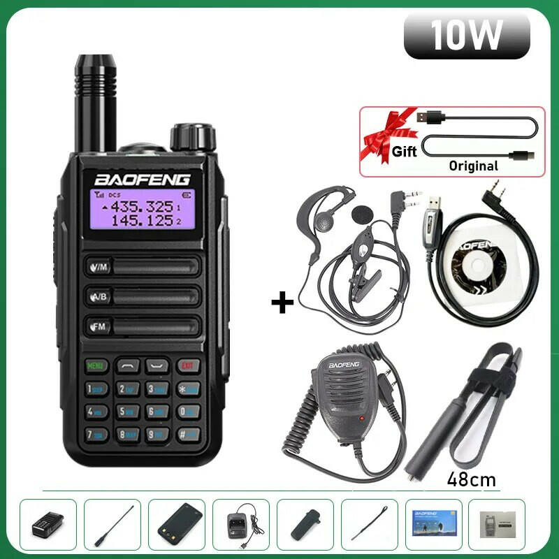 BaoFeng UV-16 Plus Walkie Talkie High Power USB C 10KM Long Range UV-16 Two Way Radio Dual Band Waterproof Transceiver FM Radio-WAYBIKER