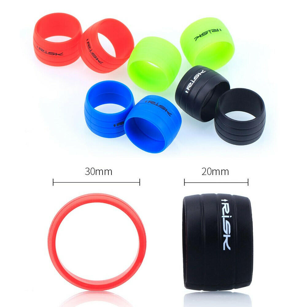 2pcs RISK Bicycle Bike Handlebar Strap Tape Fixing Silicone Ring Anti-Skip Rubber Sleeve Loops Collar-WAYBIKER