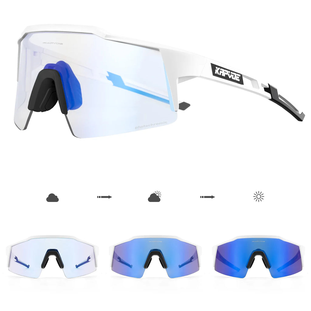 Kapvoe Red Photochromic Cycling Sunglasses Men UV400 Outdoor Bicycle Sunglasses Blue Glasses New Cycl Mountain Goggles Eyewear-WAYBIKER