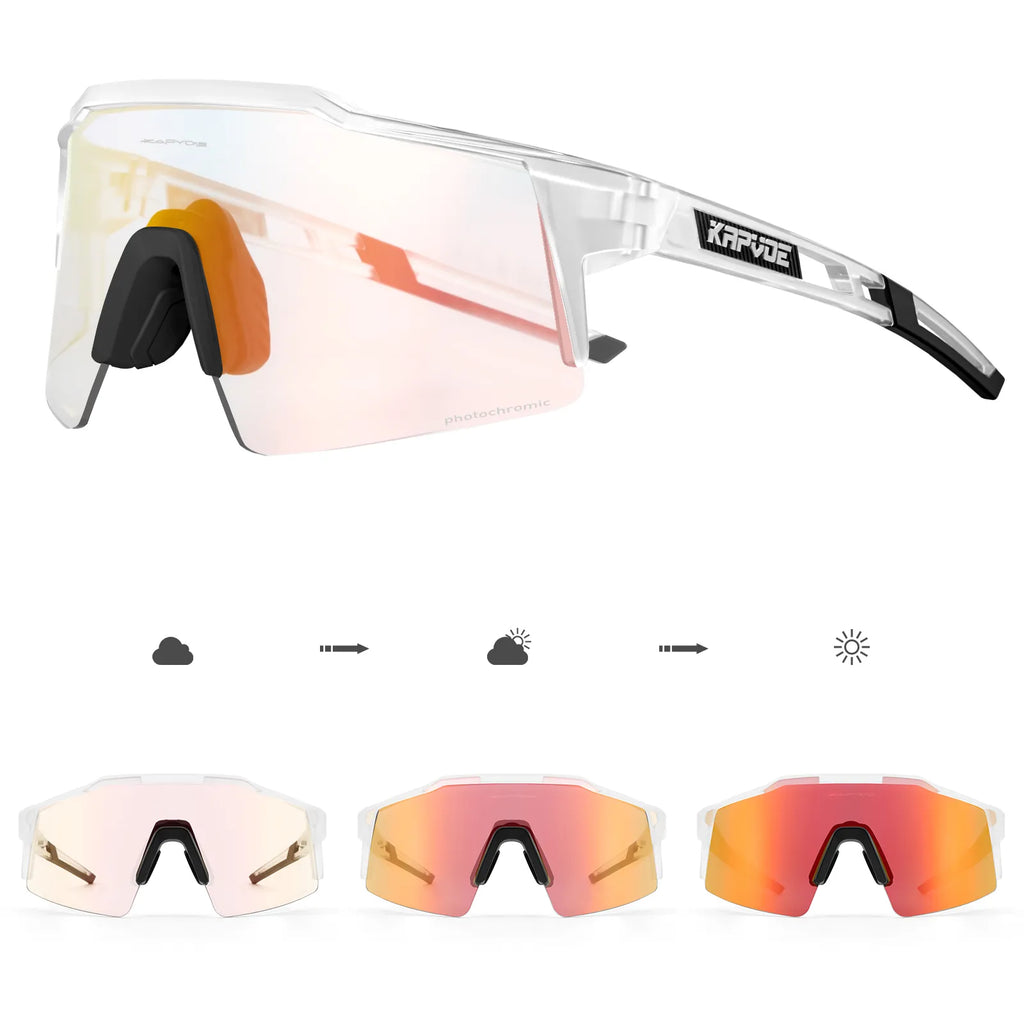 Kapvoe Red Photochromic Cycling Sunglasses Men UV400 Outdoor Bicycle Sunglasses Blue Glasses New Cycl Mountain Goggles Eyewear-WAYBIKER