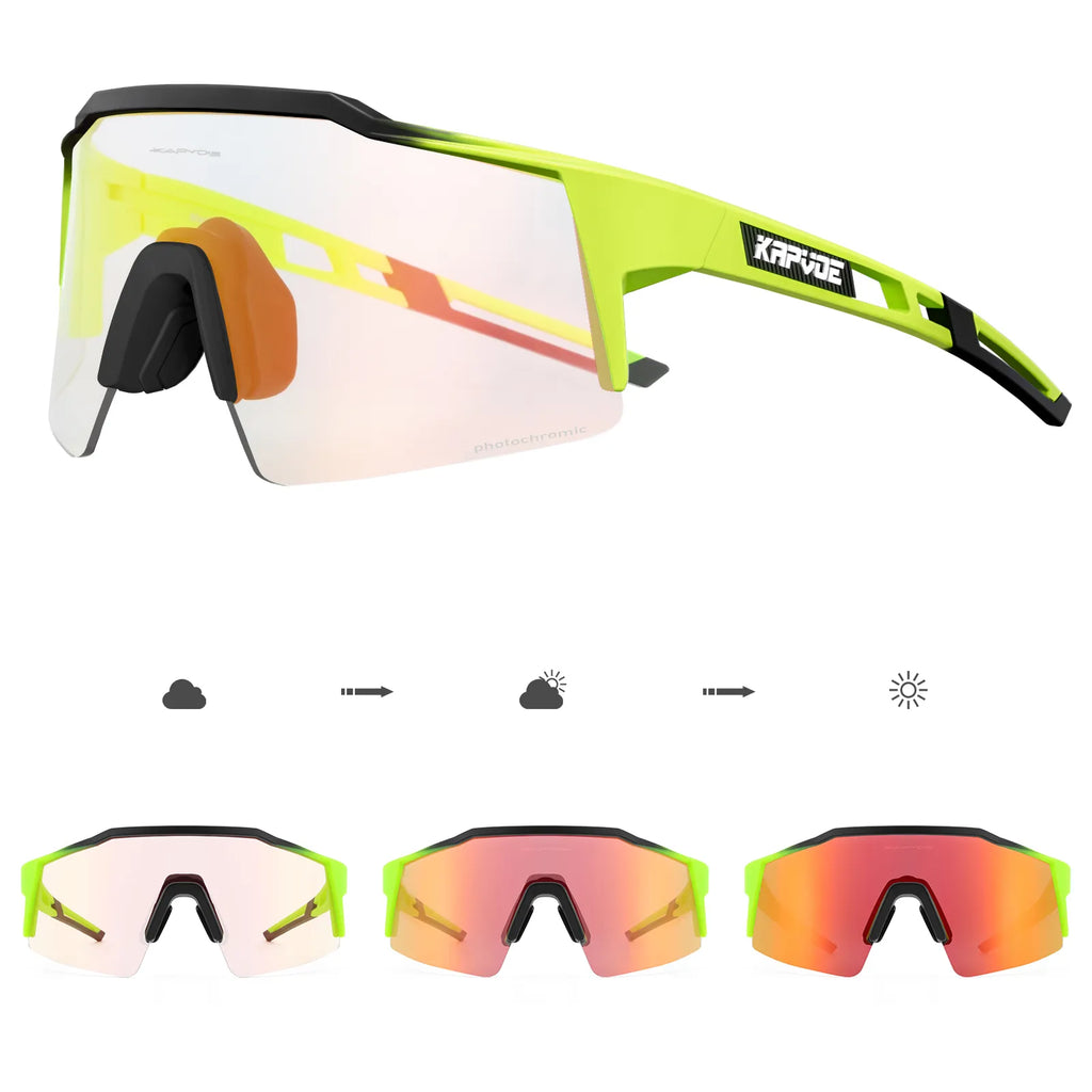 Kapvoe Red Photochromic Cycling Sunglasses Men UV400 Outdoor Bicycle Sunglasses Blue Glasses New Cycl Mountain Goggles Eyewear-WAYBIKER