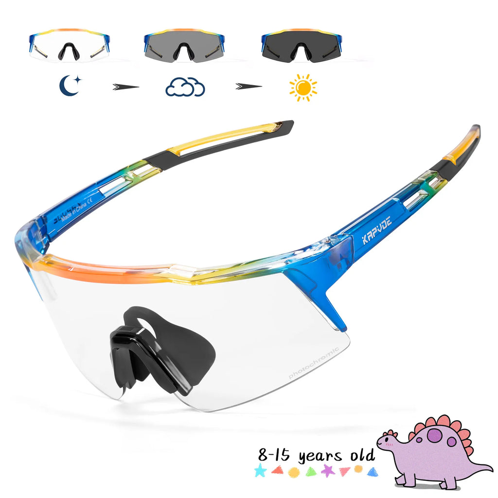 Kapvoe Child Photochromic Sunglasses Sports Glasses Cycling Kids UV400 Boys Bike Skating for Girls Outdoor Bicycle Protectionon-WAYBIKER