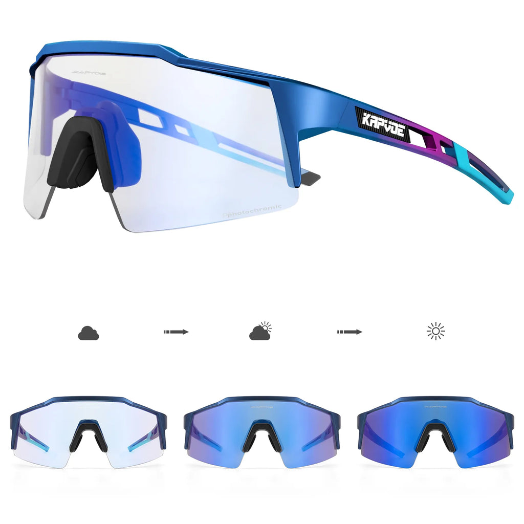 Kapvoe Red Photochromic Cycling Sunglasses Men UV400 Outdoor Bicycle Sunglasses Blue Glasses New Cycl Mountain Goggles Eyewear-WAYBIKER