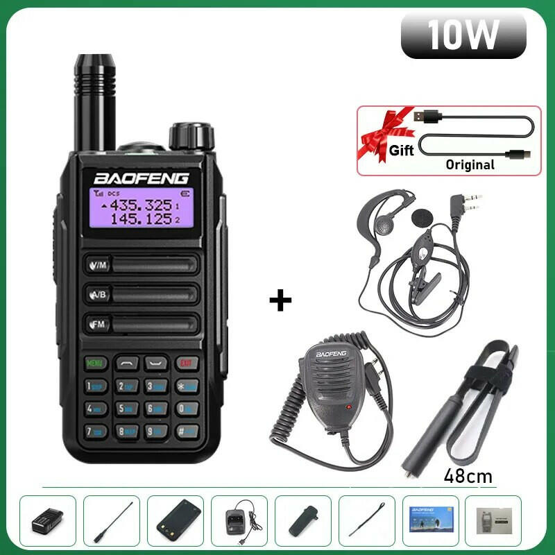 BaoFeng UV-16 Plus Walkie Talkie High Power USB C 10KM Long Range UV-16 Two Way Radio Dual Band Waterproof Transceiver FM Radio-WAYBIKER