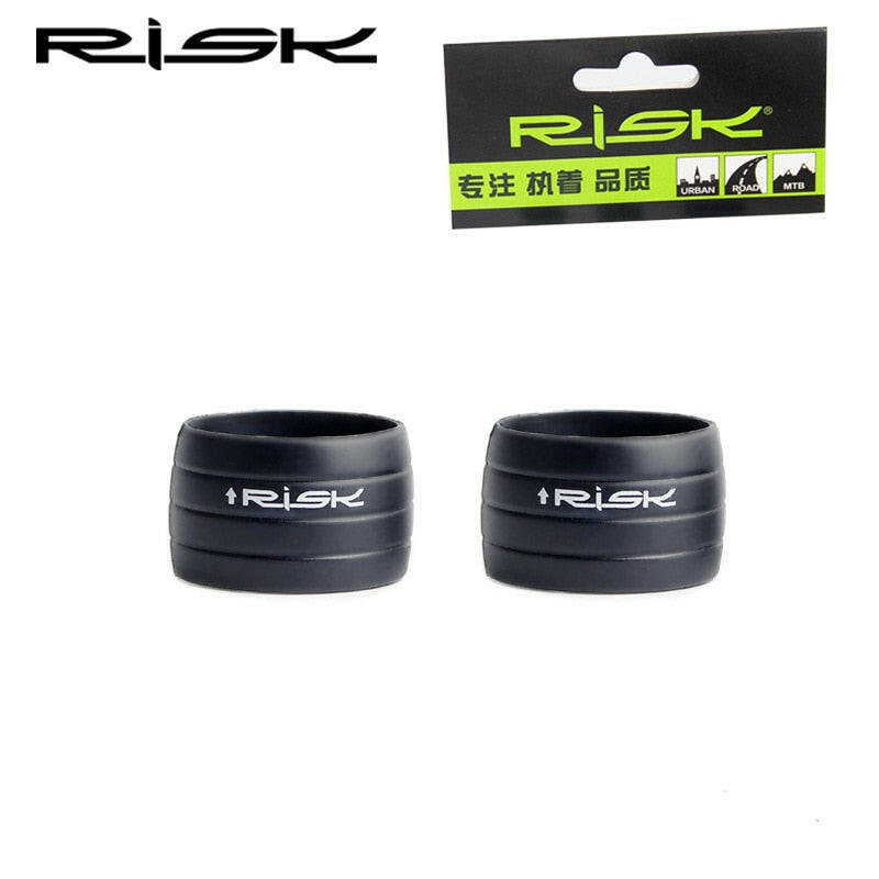 2pcs RISK Bicycle Bike Handlebar Strap Tape Fixing Silicone Ring Anti-Skip Rubber Sleeve Loops Collar-WAYBIKER
