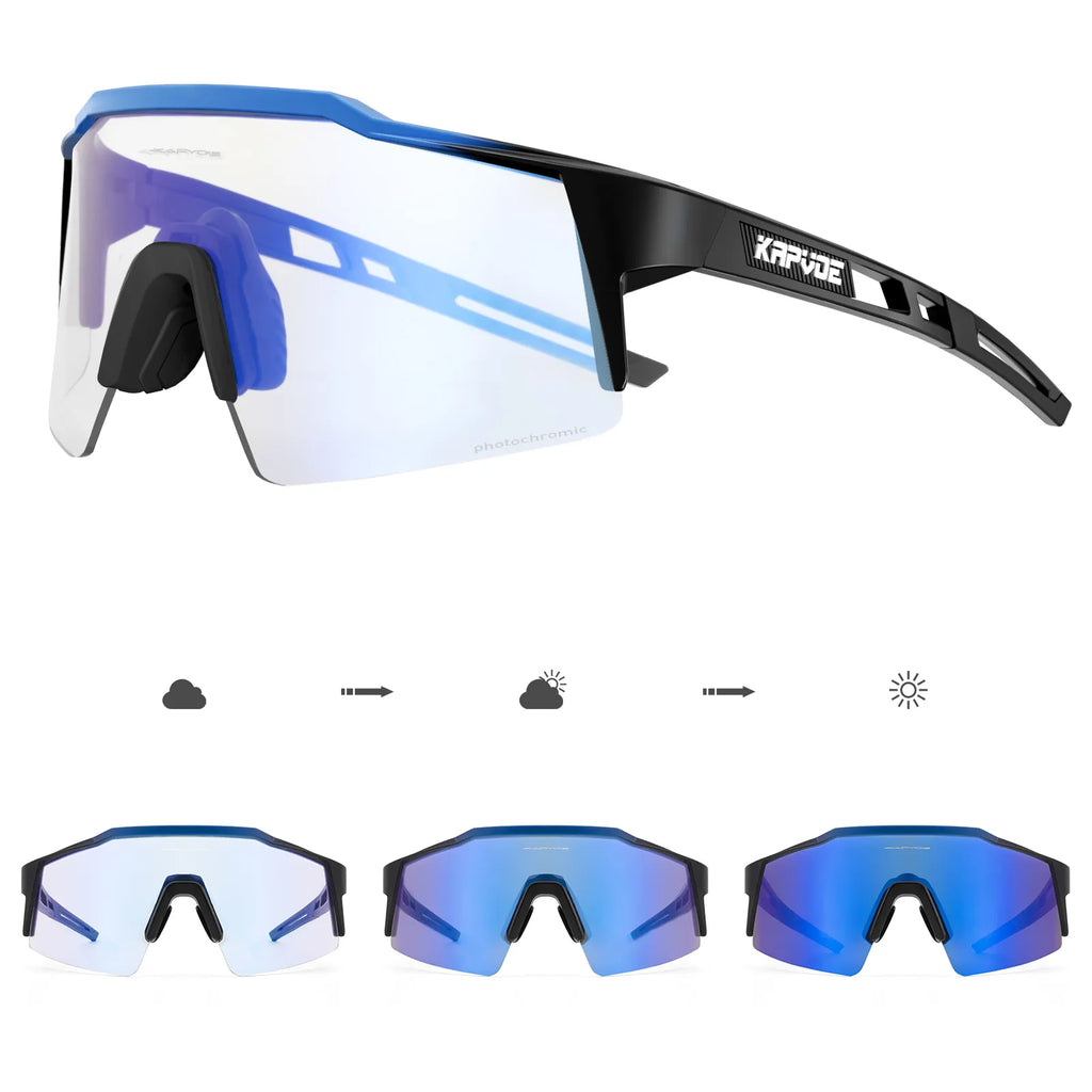 Kapvoe Red Photochromic Cycling Sunglasses Men UV400 Outdoor Bicycle Sunglasses Blue Glasses New Cycl Mountain Goggles Eyewear-WAYBIKER