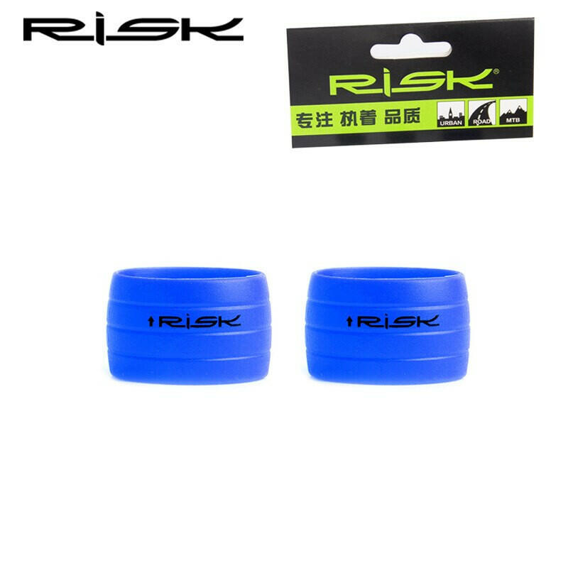 2pcs RISK Bicycle Bike Handlebar Strap Tape Fixing Silicone Ring Anti-Skip Rubber Sleeve Loops Collar-WAYBIKER