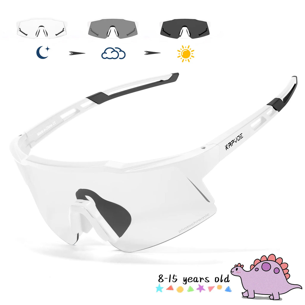 Kapvoe Child Photochromic Sunglasses Sports Glasses Cycling Kids UV400 Boys Bike Skating for Girls Outdoor Bicycle Protectionon-WAYBIKER
