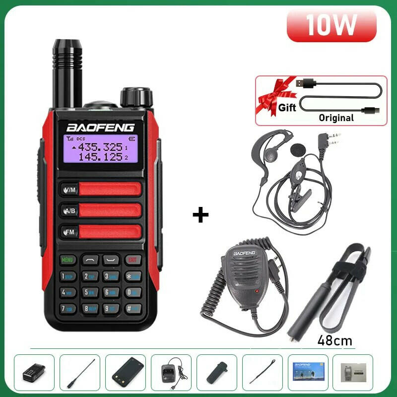 BaoFeng UV-16 Plus Walkie Talkie High Power USB C 10KM Long Range UV-16 Two Way Radio Dual Band Waterproof Transceiver FM Radio-WAYBIKER