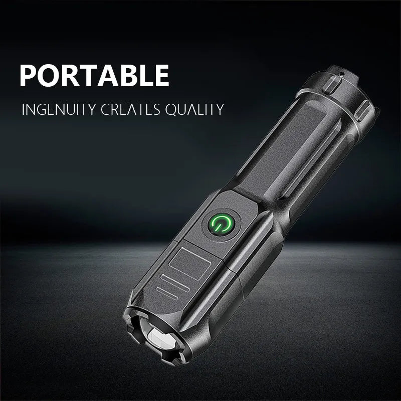 Portable Spotlight Flashlight Strong Light Outdoor Lighting Lamp Led Focusing Flashlight Lighting Flashlight Long-range Flood-WAYBIKER