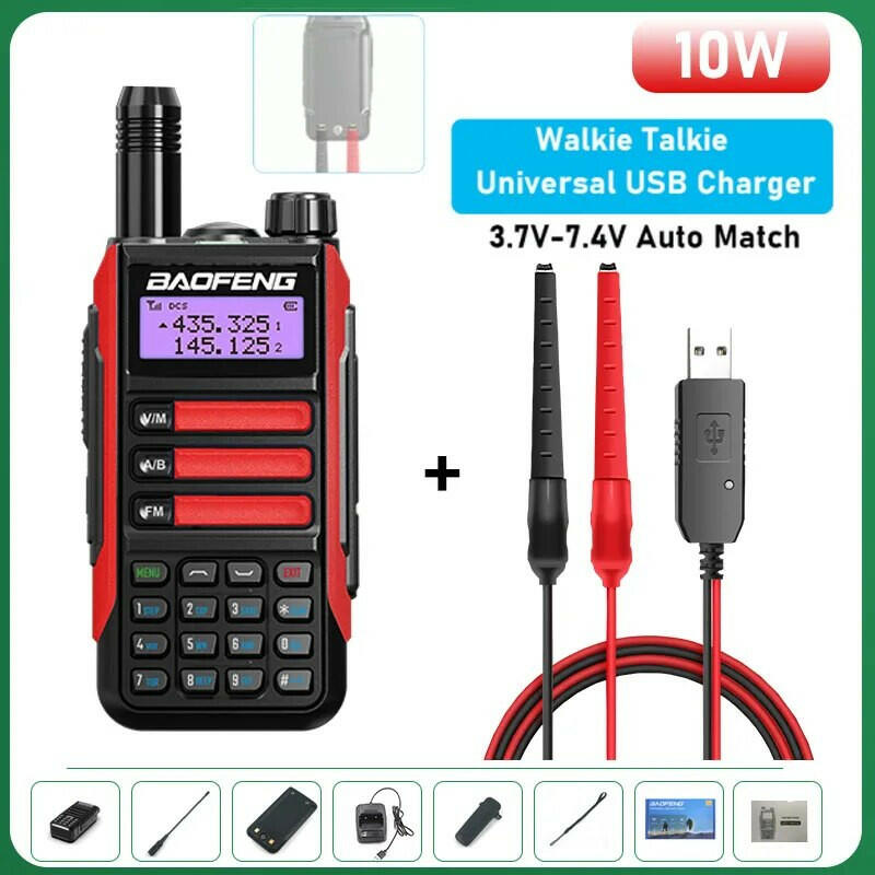BaoFeng UV-16 Plus Walkie Talkie High Power USB C 10KM Long Range UV-16 Two Way Radio Dual Band Waterproof Transceiver FM Radio-WAYBIKER