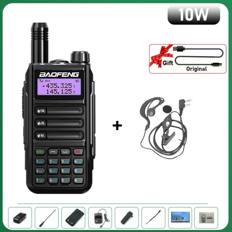 BaoFeng UV-16 Plus Walkie Talkie High Power USB C 10KM Long Range UV-16 Two Way Radio Dual Band Waterproof Transceiver FM Radio-WAYBIKER