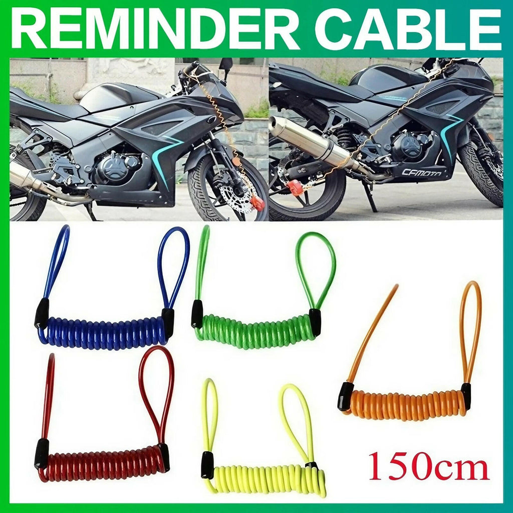 150cm Bike Spring Cable Lock Anti-Theft Rope Alarm Disc Lock Bicycle Security Reminder Motorcycle Theft Protection-WAYBIKER