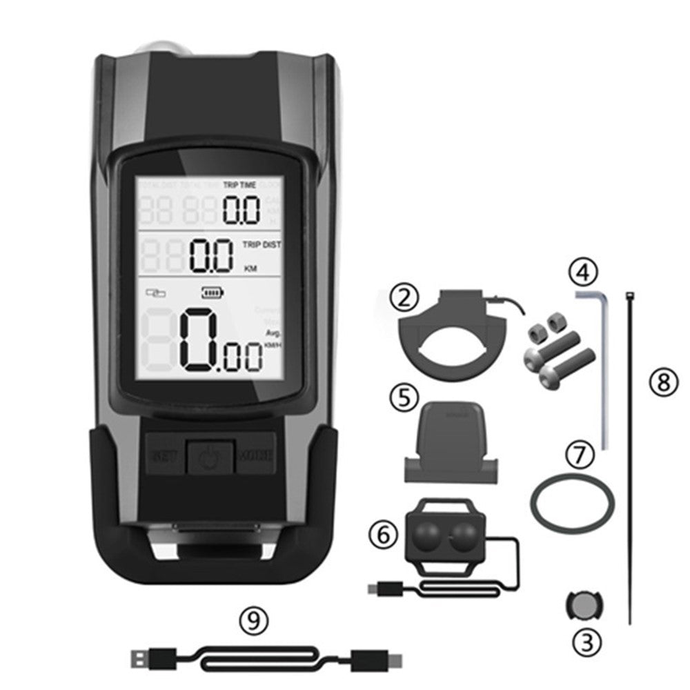 3 in 1 Bike Light Bicycle Speedometer USB Rechargeable Bike Computer 120dB Bike Bell Horn