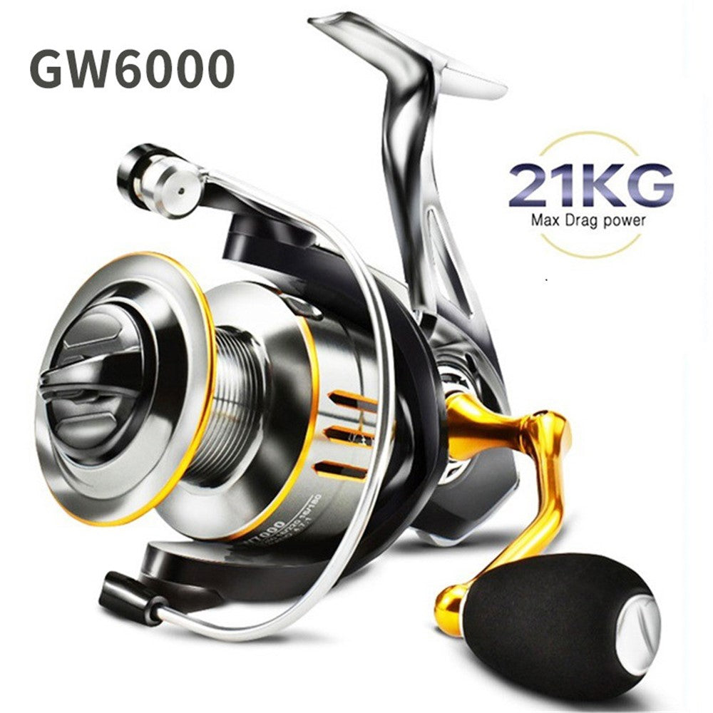 GW1000-7000 Metal Fishing Spool 14+1BB 9-21KG Max Drag Saltwater Spinning Reel
