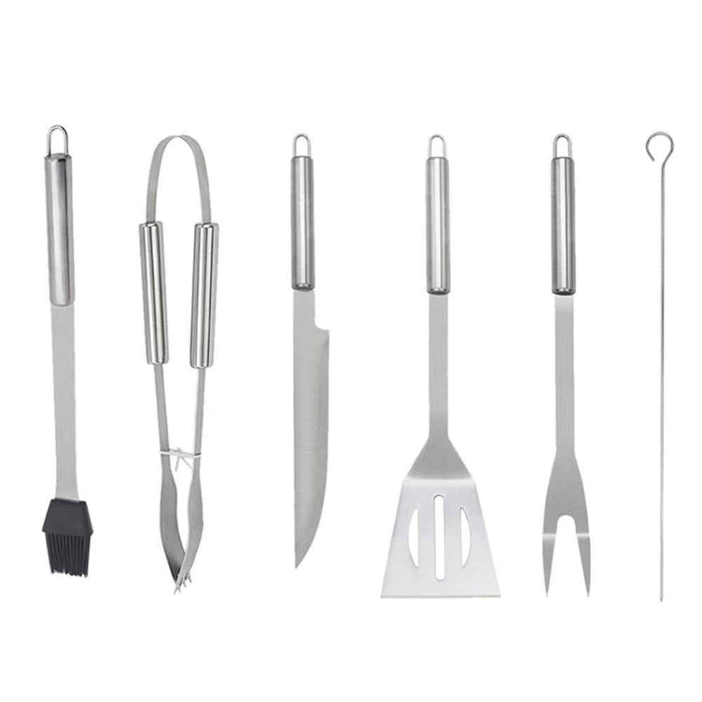 9Pcs/Set Stainless Steel BBQ Grilling Tools Spatula Fork Tong Knife Brush Skewer Tweezer Kit with Carrying Case for Outdoor Cooking Camping No FDA Certificate
