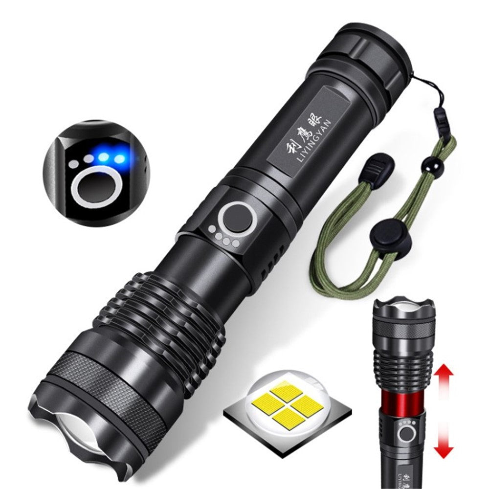 LIYINGYAN LED Flashlight Aluminum Alloy Telescopic Zoomable Flashlight