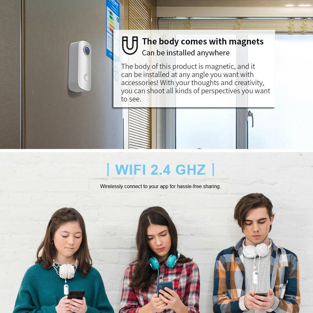 SJCAM C100 Mini Action Camera 1080P/30fps Digital Video Camera 30M Waterproof Magnetic Body Built-in Battery WiFi Connection APP Sharing with Waterproof Case Back Clip Lanyard-WAYBIKER
