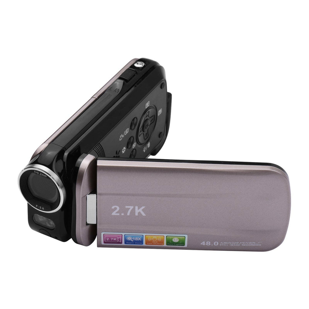 2.7K Ultra HD Mini Digital Video Camera DV Camcorder 48MP 3 Inch Rotatable LCD Touchscreen 18X Zoom Built-in LED Fill-in Light with Rechargeable Lithium Battery for Kids Teenagers Beginners-WAYBIKER