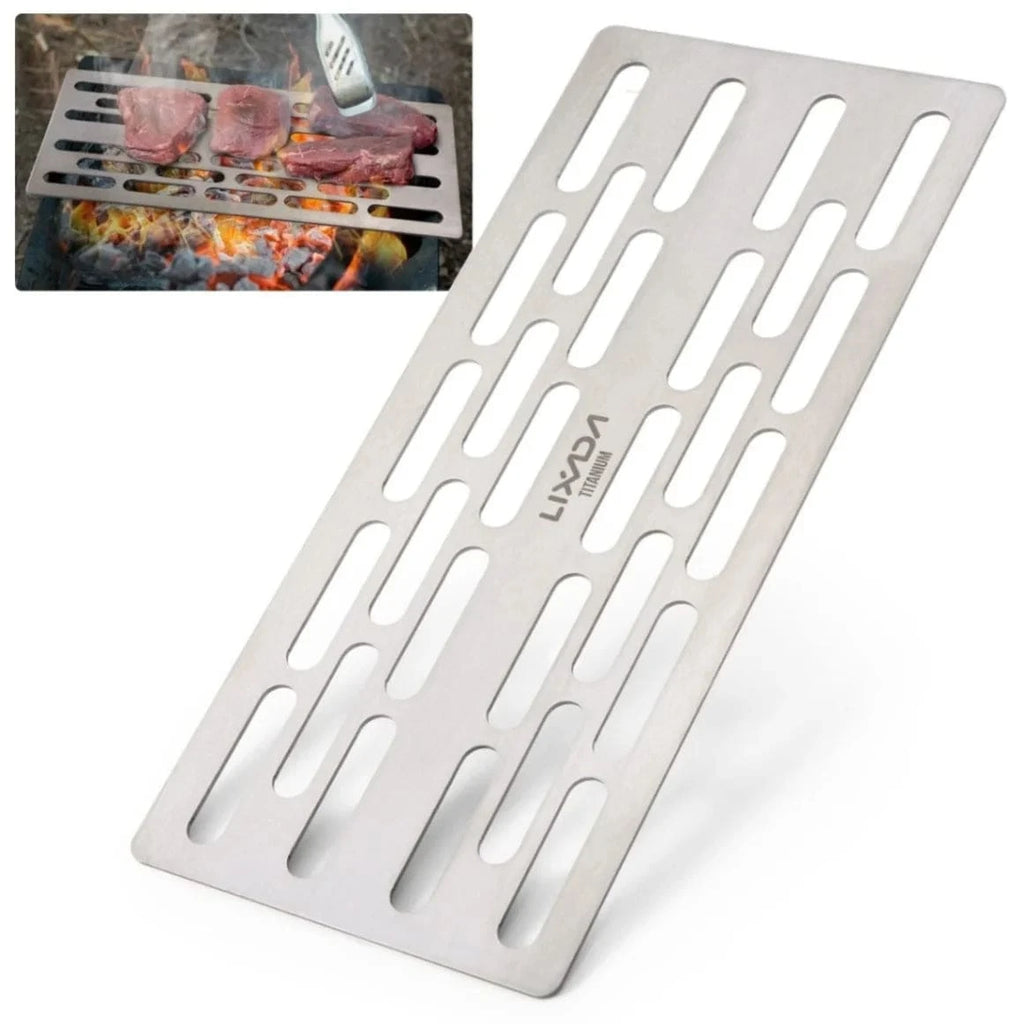 Lixada Titanium 600ml Kettle Bowls Pan Pot Spatula Barbecue Grill Skewers Set Outdoor Camping Picnic Tableware Cookware Set-WAYBIKER