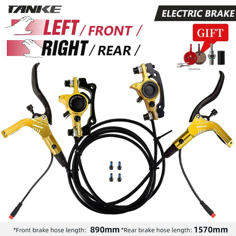TANKE E-Bike MTB Hydraulic Disc Brake Set Electric E Scooter Power Control Shifter Bicycle Brakes 160mm rotors Aluminum Alloy-WAYBIKER