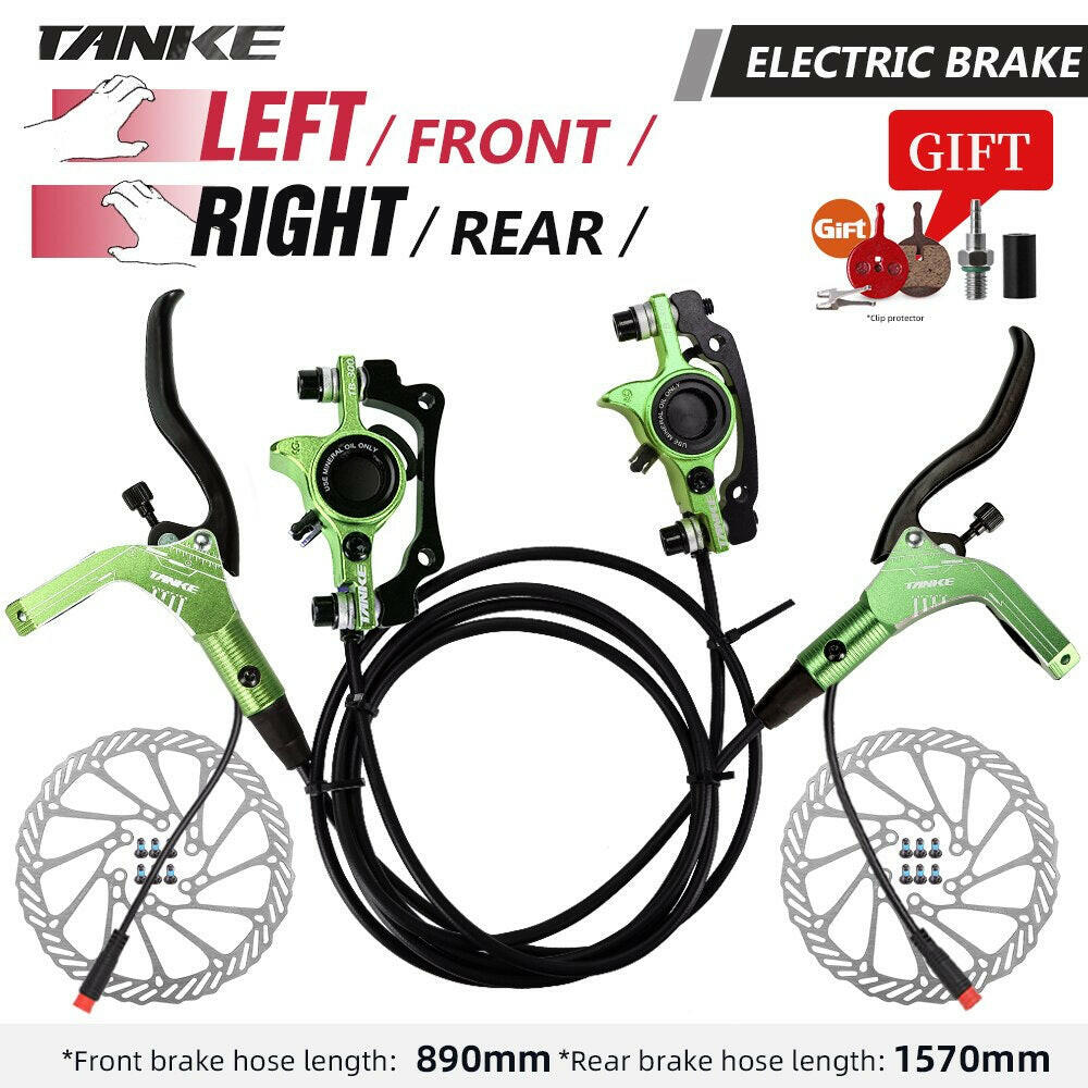TANKE E-Bike MTB Hydraulic Disc Brake Set Electric E Scooter Power Control Shifter Bicycle Brakes 160mm rotors Aluminum Alloy-WAYBIKER