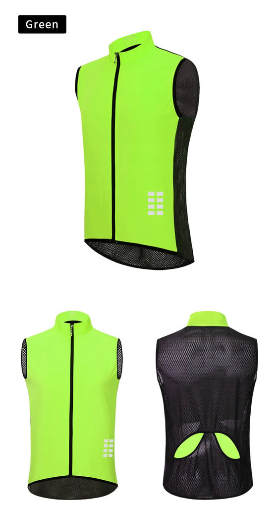WOSAWE Windproof Cycling Vest Breathable Running Vest MTB Bike Bicycle Reflective Clothing Men Women Sleeveless Cycling Jacket-WAYBIKER