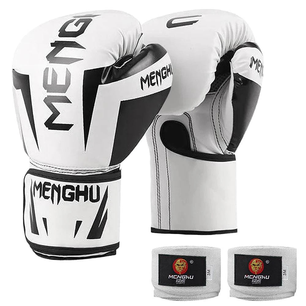 1 Pair Boxing Gloves with Wrist Support Straps Muay Thai MMA Punching Training Bag Gloves Handwraps Kick Boxing Sports Mittens-WAYBIKER