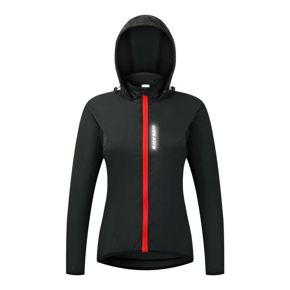 WOSAWE Women's Cycling Jacket Hooded Bike Wind Coat Water Repellent Bicycle Windbreaker Reflective Running Riding Hiking Vest-WAYBIKER