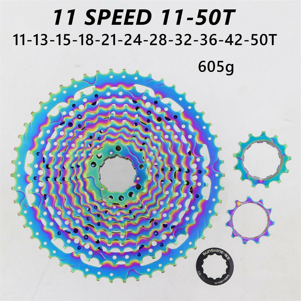 SUNSHINE Colorful MTB Cassette 11/12 Speed 11-50T Bike Freewheel Rainbow Bicycle Sprocket for SHIMANO/XD 12 Speed-WAYBIKER