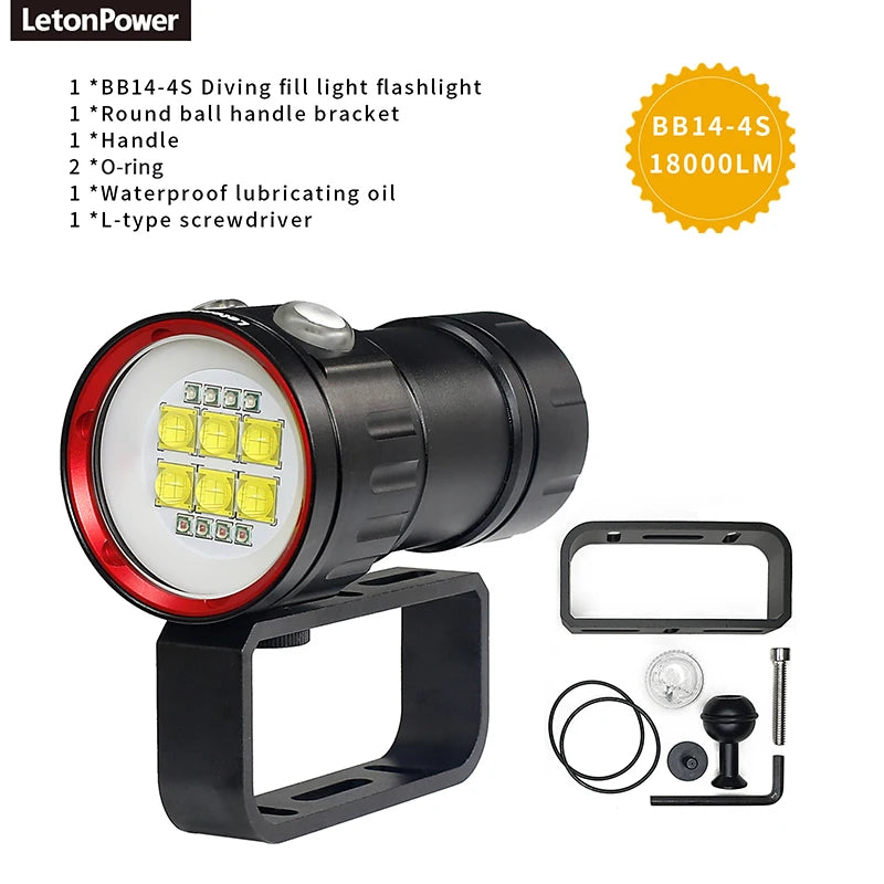 NEW LED Diving Light Highlight Torch  20000Lumens Tactical Diving Flashlight Underwater 100M Waterproof  Video  Camera Light-WAYBIKER