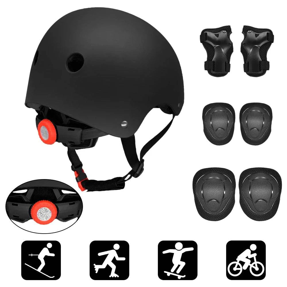 Kids 7 in 1 Helmet and Pads Set Adjustable Kids Knee Pads Elbow Pads Wrist Guards for Scooter Skateboard Roller Skating Cycling-WAYBIKER