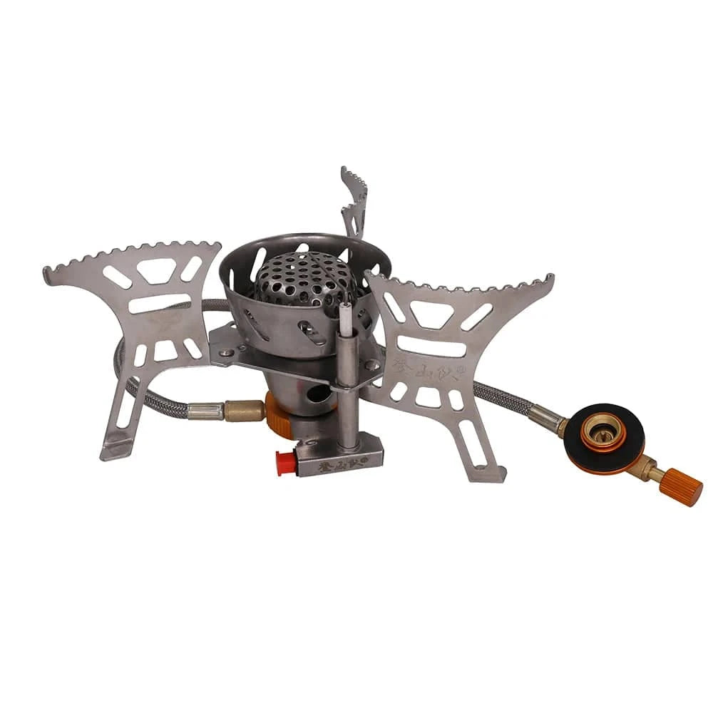 Portable Outdoor Stove Foldable Camping Gas Stove Windproof Cooking Picnic Split Burners with Gas Conversion Head Gas Adapter-WAYBIKER
