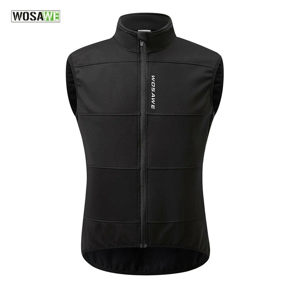 WOSAWE Winter Cycling Vest Warm Up Ciclismo Sleeveless Bike Bicycle Jacket MTB Coat Windproof Cycling Clothing Gilet no pockets-WAYBIKER