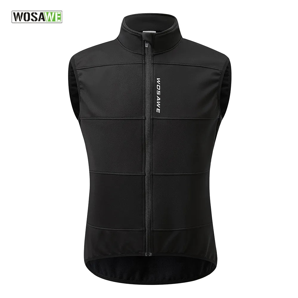WOSAWE Winter Cycling Vest Warm Up Ciclismo Sleeveless Bike Bicycle Jacket MTB Coat Windproof Cycling Clothing Gilet no pockets-WAYBIKER