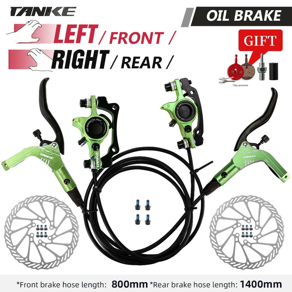 TANKE MTB Bike Hydraulic Disc Brake Set 160mm Rotors Oil Calliper Plate Front Rear Mountain Bicycle Clamp 22.2mm Handle A Pillar-WAYBIKER