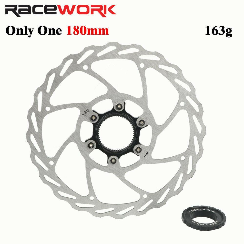 RACEWORK Bike Center Lock Disc Brake Rotor RS6 MTB Road Bicycle 140mm 160mm 180mm Hollow Cooling Brake Disc And Lock Ring-WAYBIKER
