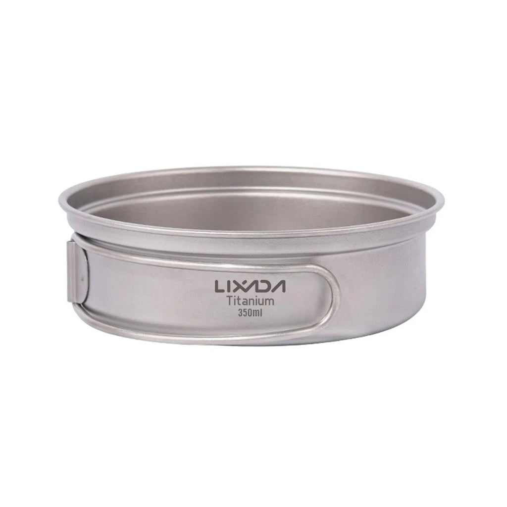 Lixada 350ml/500ml Ultralight Titanium Frypan Outdoor Camping Hiking Picnic Backpacking Cooking Frying Pan with Foldable Handles-WAYBIKER
