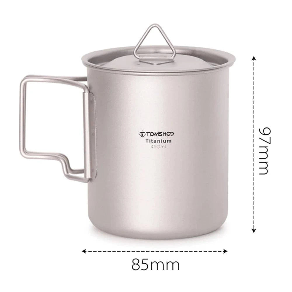TOMSHOO Ultralight Titanium Cup Outdoor Portable Camping Picnic Water Cup Mug with Foldable Handle 300ml-750ml-WAYBIKER