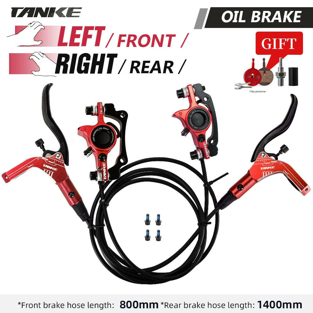 TANKE MTB Bike Hydraulic Disc Brake Set 160mm Rotors Oil Calliper Plate Front Rear Mountain Bicycle Clamp 22.2mm Handle A Pillar-WAYBIKER