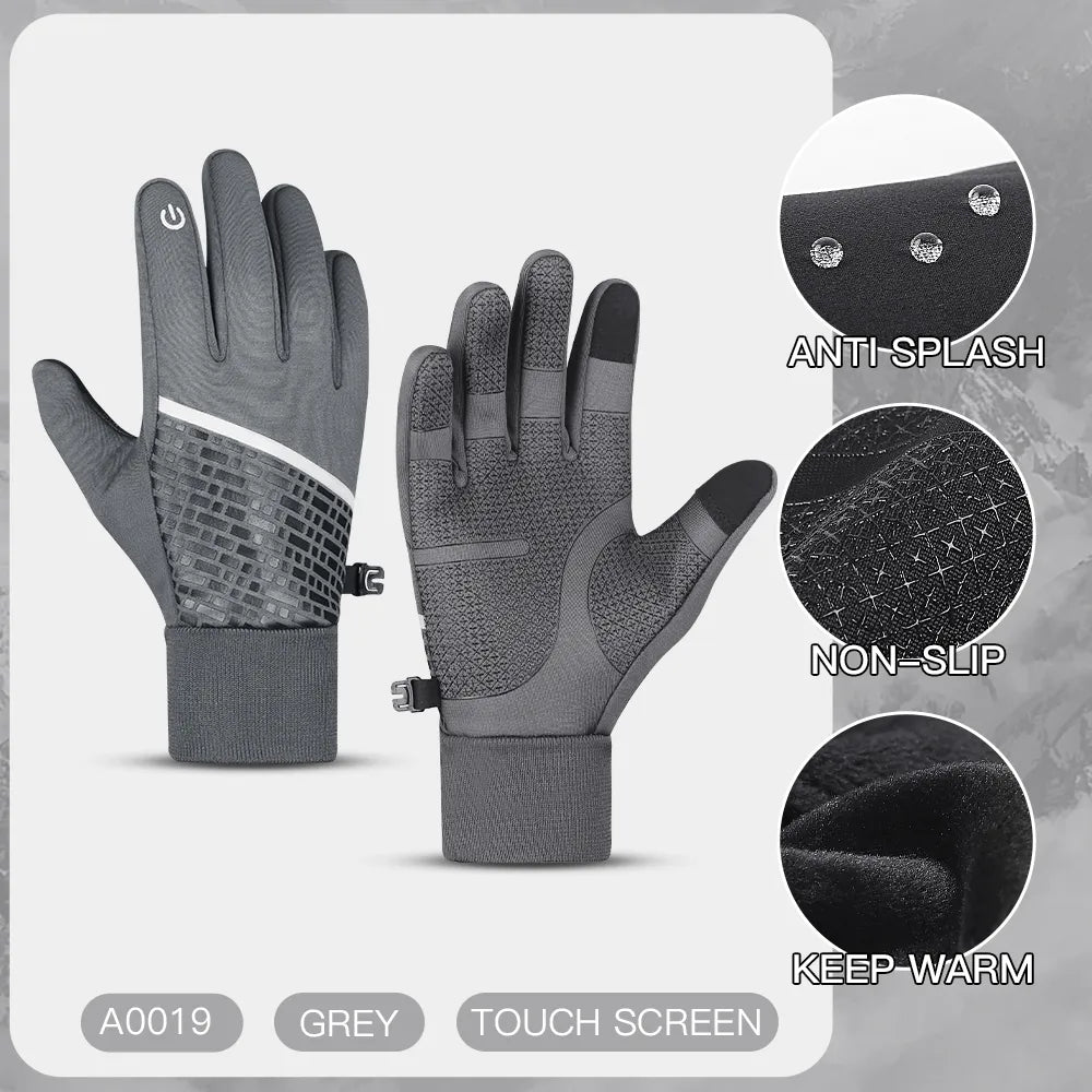 Winter Gloves Warm Touchscreen Full Finger Cycling Gloves Waterproof Sport Gloves Bike Skiing Motorcycle Riding-WAYBIKER