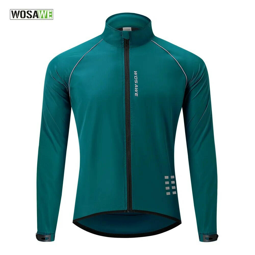 WOSAWE Reflective Men's Cycling Jackets Windproof Riding Bicycle Clothing Windbreaker Outdoor Sports Running MTB Bike Mesh Vest-WAYBIKER