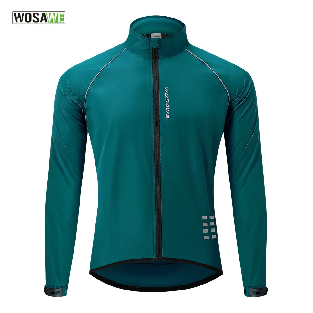 WOSAWE Reflective Men's Cycling Jackets Windproof Riding Bicycle Clothing Windbreaker Outdoor Sports Running MTB Bike Mesh Vest-WAYBIKER